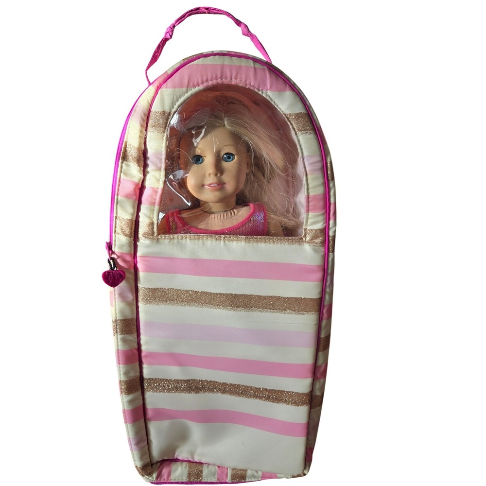 American Girl Truly Me 2014 Doll Blonde Blue Eyes, Outfit, Shoes And Carrier